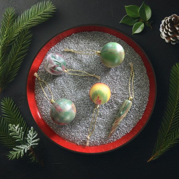 Textured Christmas Ornaments Set of 15 - Picture 3 of 4